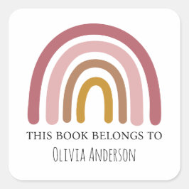 Niedlicher Lavendel Wasserfarbenbogen Dieses Buch Quadratischer Aufkleber