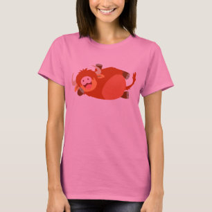 Niedlicher Lazy Cartoon Highland Kuh T - Shirt