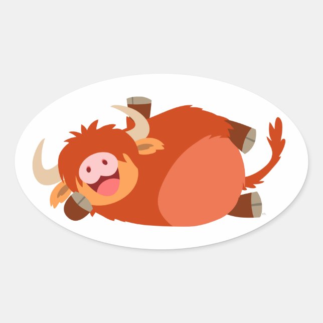 Niedlicher Lazy-Cartoon-Sticker Ovaler Aufkleber (Vorderseite)