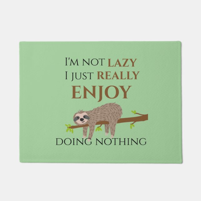 Niedlicher Lazy Sloth, der auf Baumwoll-Funny-Text Fußmatte (Vorderseite)