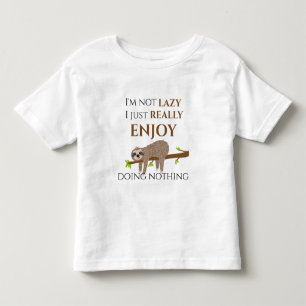 Niedlicher Lazy Sloth, der auf Baumwoll-Funny-Text Kleinkind T-shirt