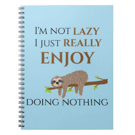 Niedlicher Lazy Sloth, der auf Baumwoll-Funny-Text Notizblock