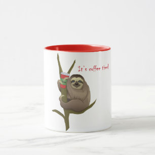 Niedlicher Lazy Sloth Es ist Kaffeezeit Tasse