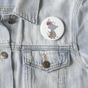Niedlicher Leapfrog Cartoon Rhinos Button