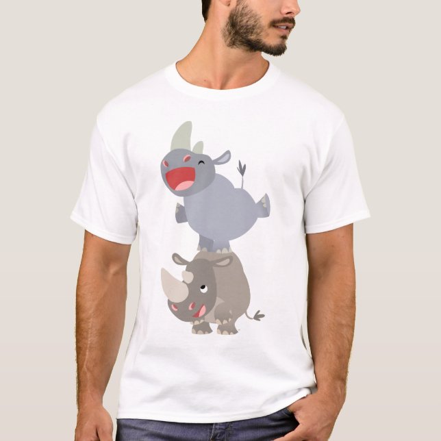 Niedlicher Leapfrog Cartoon Rhinos Kinder T - Shir T-Shirt (Vorderseite)