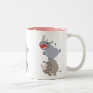 Niedlicher Leapfrosch Cartoon Rhinos Zweifarbige Tasse