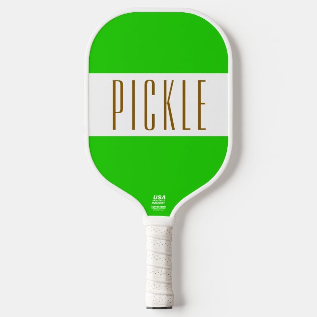 Niedlicher, lebendiger, grün-weißer PICKLE-Streife Pickleball Schläger (Vorderseite)