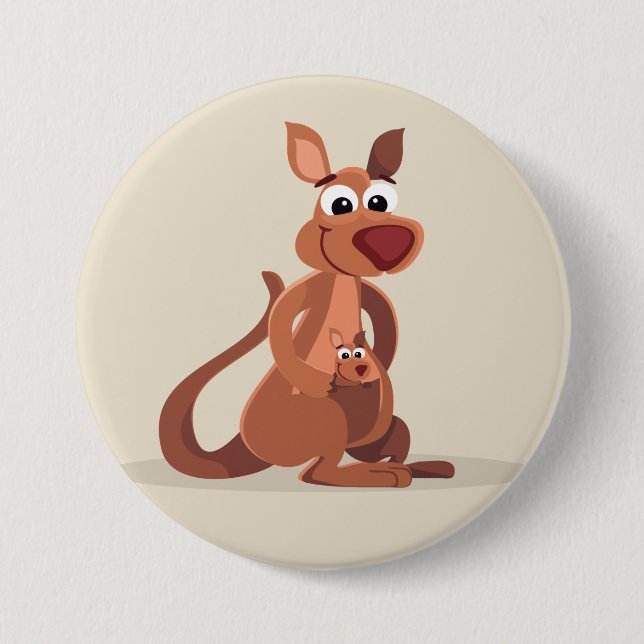 Niedlicher lebhafter Känguru Button (Vorderseite)