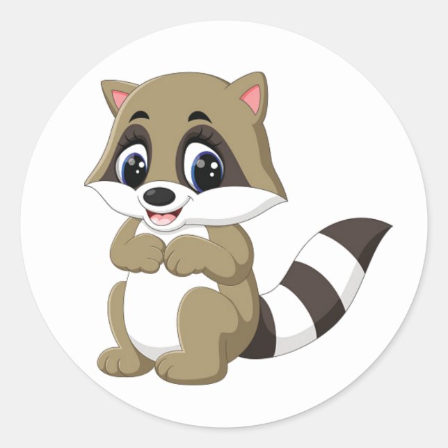 Niedlicher lebhafter Raccoon Runder Aufkleber (Vorderseite)