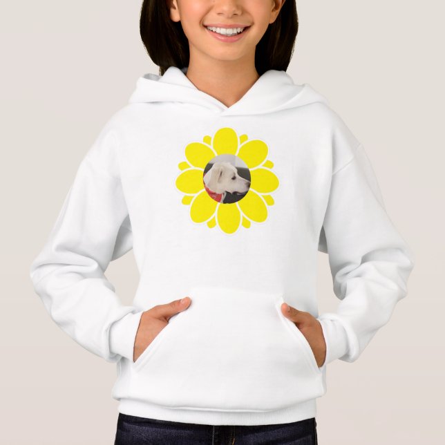 Niedlicher, lebhafter Rahmen für die gelbe Blume v Hoodie (Vorderseite)