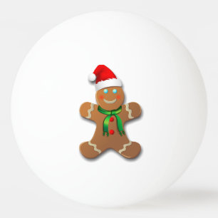 Niedlicher Lebkuchen-Mann mit einer roten Tischtennisball