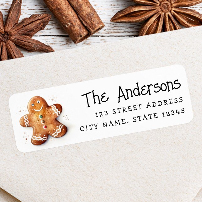 Niedlicher Lebkuchen Rücksendeadresse (Cute dopey gingerbread man return address label)