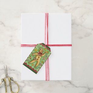 Niedlicher Lebkuchenmann Blühende Horn, Weihnachts Geschenkanhänger