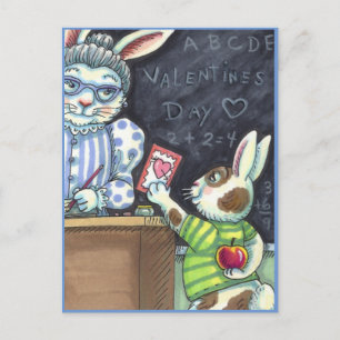 NIEDLICHER LEHRER-BUNNY-RABBIT FEIERTAGSPOSTKARTE
