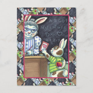 NIEDLICHER LEHRER-BUNNY-RABBIT FEIERTAGSPOSTKARTE