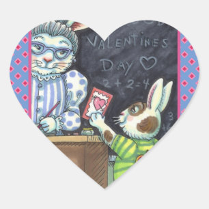 NIEDLICHER LEHRER-BUNNY-RABBIT Herz-Aufkleber