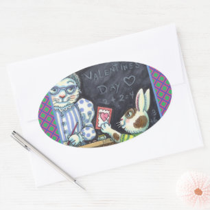 NIEDLICHER LEHRER-BUNNY-RABBIT OVALER AUFKLEBER