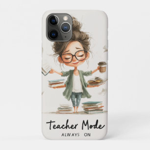 Niedlicher Lehrer Cartoon mit "Lehrermodus immer e Case-Mate iPhone Hülle