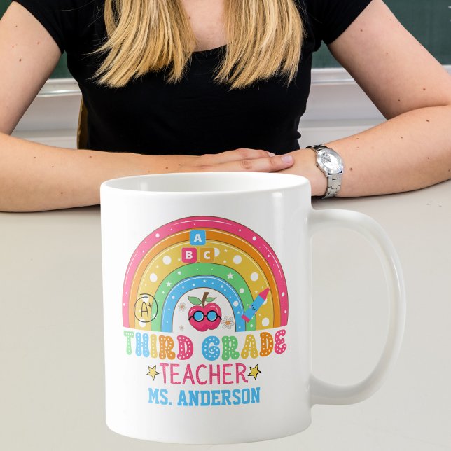 Niedlicher Lehrer der dritten Klasse Personalisier Kaffeetasse (Von Creator hochgeladen)