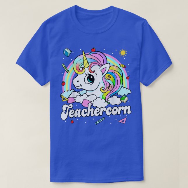 Niedlicher Lehrer mit Unicorn Girl Kis Lehrer T-Shirt (Design vorne)