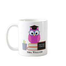 Niedlicher Lehrer Pink Owl School Monogramm