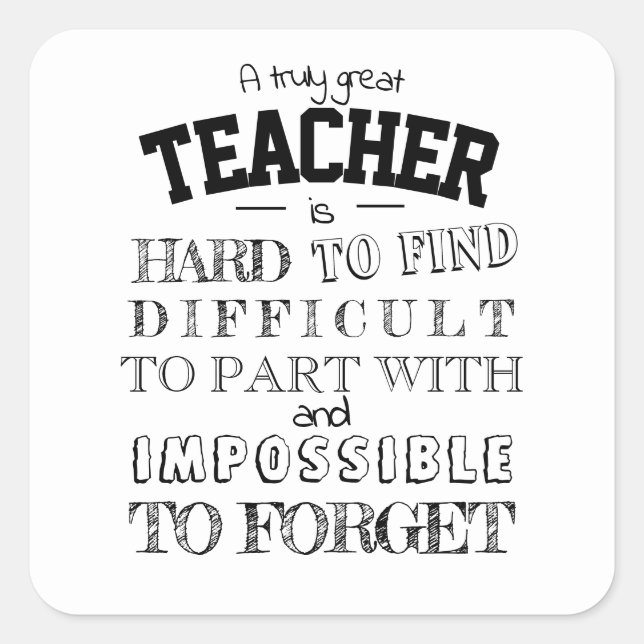 Niedlicher Lehrer Vielen Dank für Ihr Dankeschön f Quadratischer Aufkleber (Vorderseite)