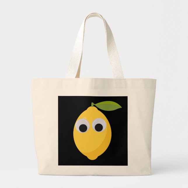 Niedlicher Lemon-Charakter mit Googly Eyes Jumbo Stoffbeutel (Vorne)
