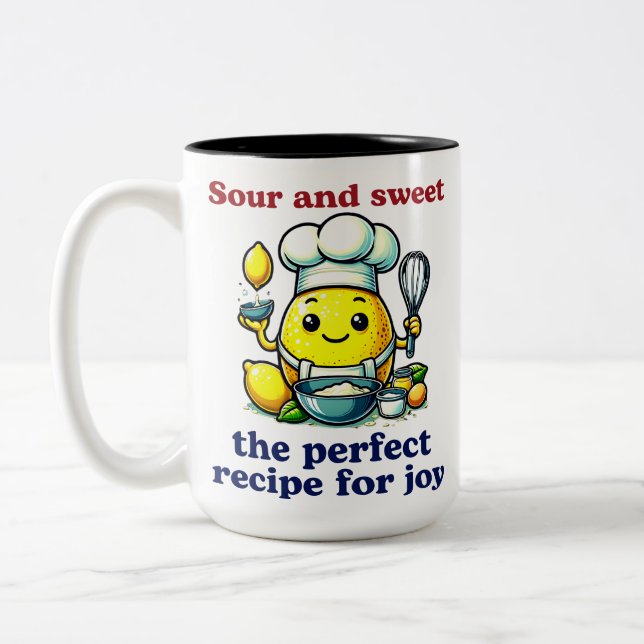 Niedlicher Lemon Koch Jung und Alt Zweifarbige Tasse (Links)
