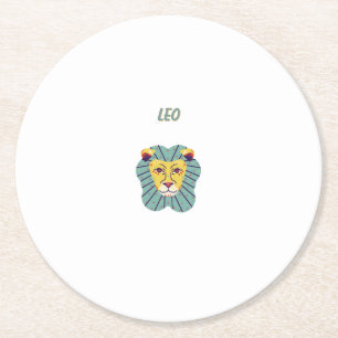 Niedlicher Leo, Sternzeichen, Sternzeichen Druck Runder Pappuntersetzer