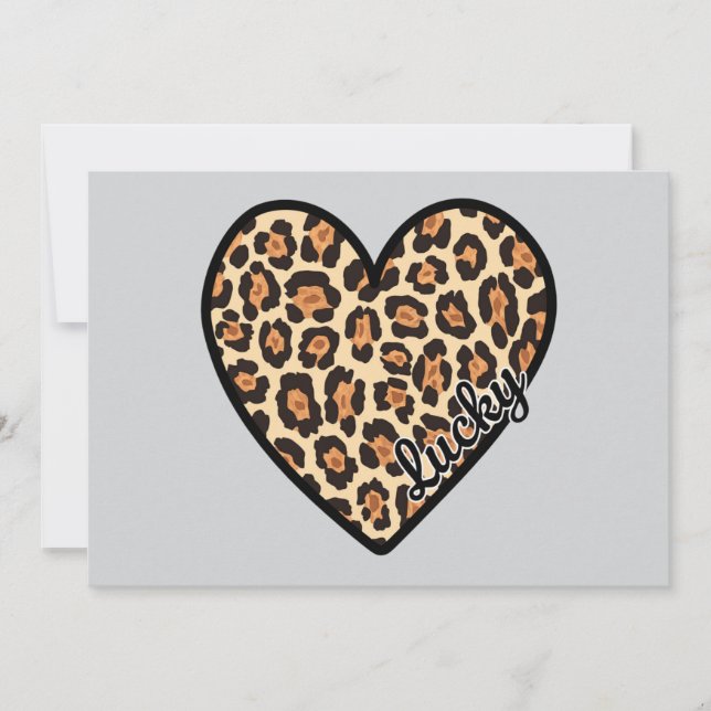 Niedlicher Leopard Herzschlag Valentinstag Dankeskarte (Vorderseite)