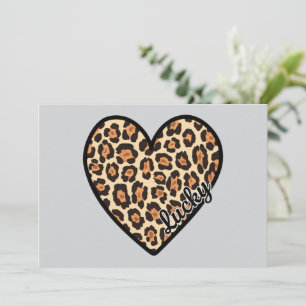 Niedlicher Leopard Herzschlag Valentinstag Einladung