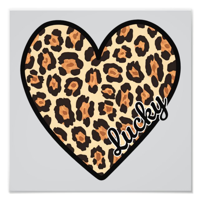 Niedlicher Leopard Herzschlag Valentinstag Fotodruck (Vorne)