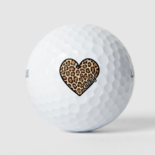 Niedlicher Leopard Herzschlag Valentinstag Golfball (Vorderseite)