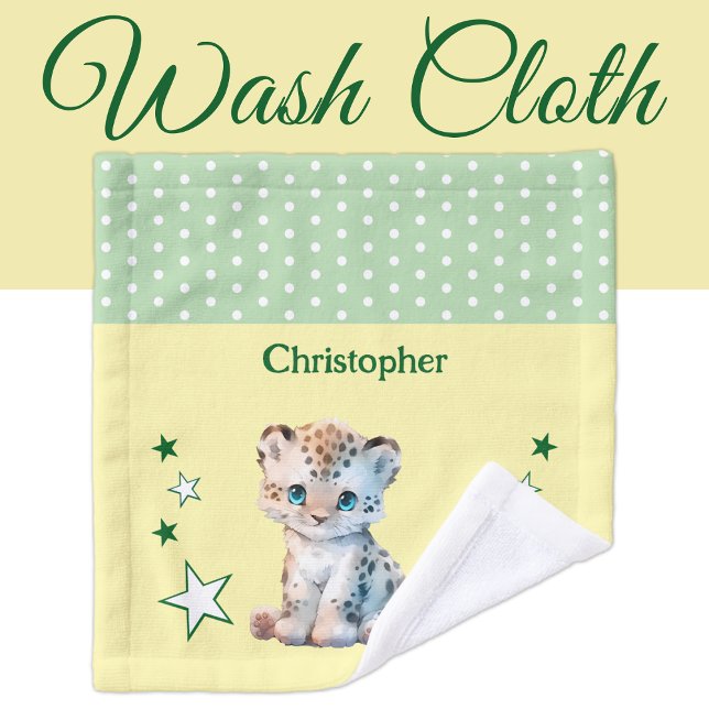 Niedlicher Leopard hinzufügen Namen Polka Punkte S Waschlappen (Von Creator hochgeladen)