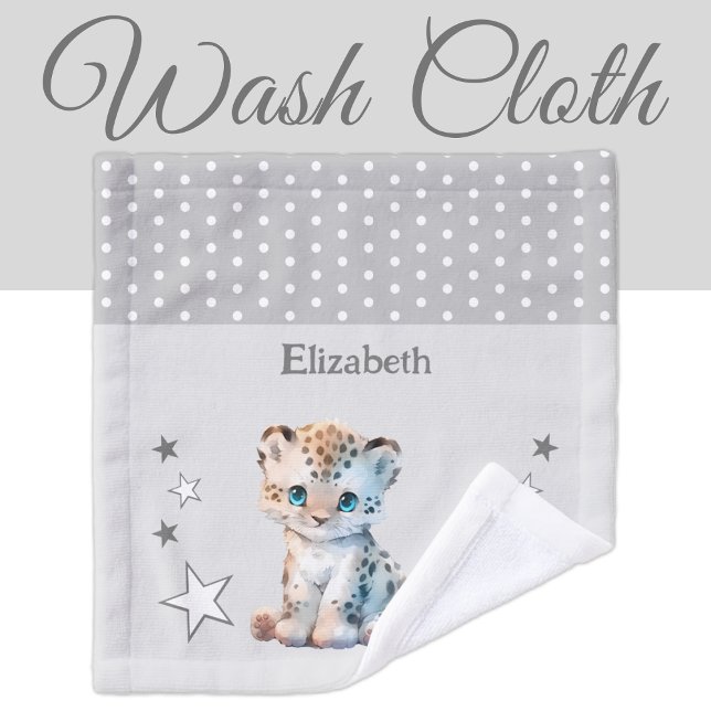 Niedlicher Leopard hinzufügen Namen Polka Punkte S Waschlappen (Von Creator hochgeladen)