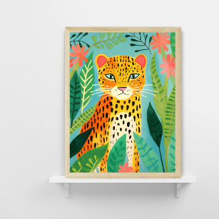 Niedlicher Leopard in Jungle Painting Poster