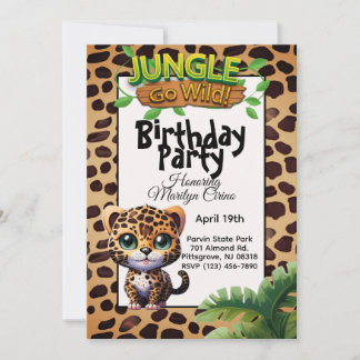 Niedlicher Leopard Print Kitty Cat Go Wild Geburts Einladung
