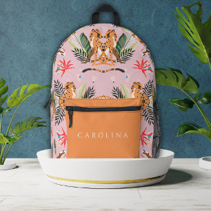Niedlicher Leoparden-Individuelle Name zurück zur Bedruckter Rucksack