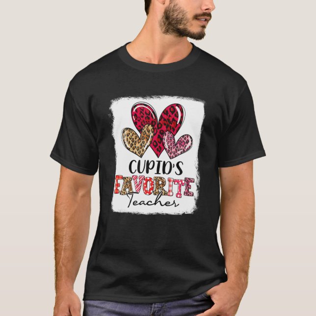 Niedlicher Leopardenherz-Cupids Lieblingslehrerin  T-Shirt (Vorderseite)