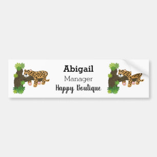 Niedlicher Leopardenschlaf in Cartoon-Abbildung Autoaufkleber