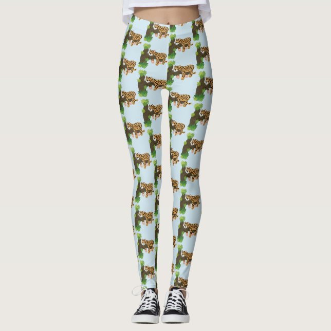 Niedlicher Leopardenschlaf in Cartoon-Abbildung Leggings (Vorderseite)