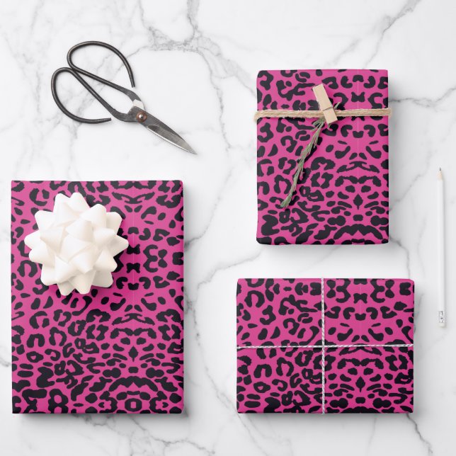 Niedlicher Leopardruckstil Geschenkpapier Set (Vorderseite)