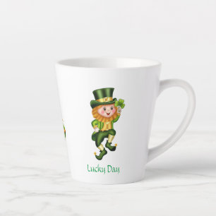Niedlicher Leprechaun, Kalligrafie & Goldtopf Milchtasse