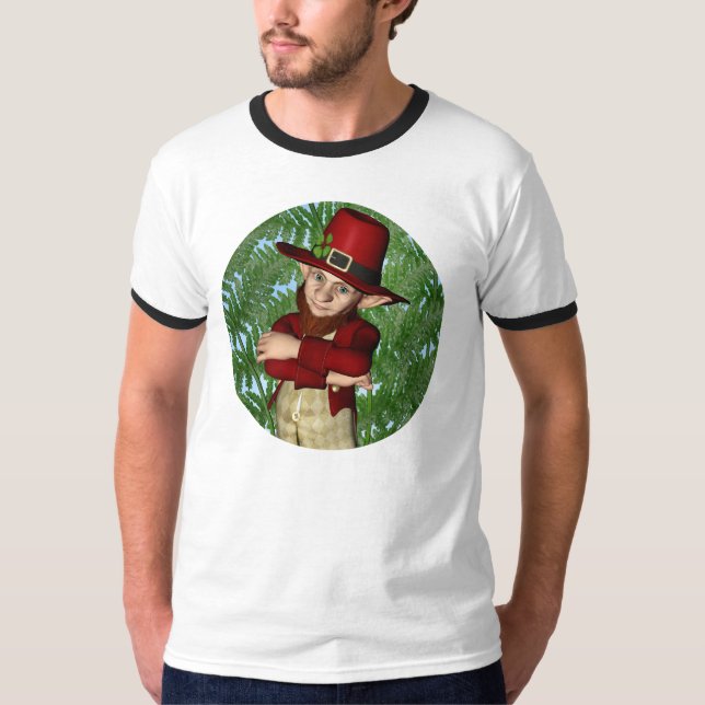 Niedlicher Leprechaun Shamrock Irische Folklore-Ku T-Shirt (Vorderseite)