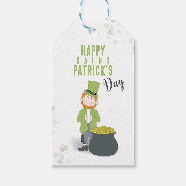 Niedlicher Leprechaun St. Patrick's Day Custom Geschenkanhänger (Vorderseite)