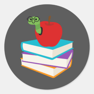 Niedlicher Lesebrillwurm Runder Aufkleber
