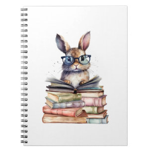 Niedlicher Leserhase mit Brillenbüchern Buchwurm R Notizblock