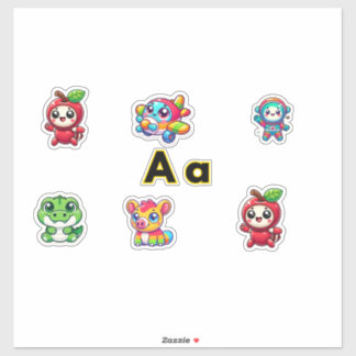 Niedlicher Letter A Themed Stickers - Spaß & Farbe Aufkleber