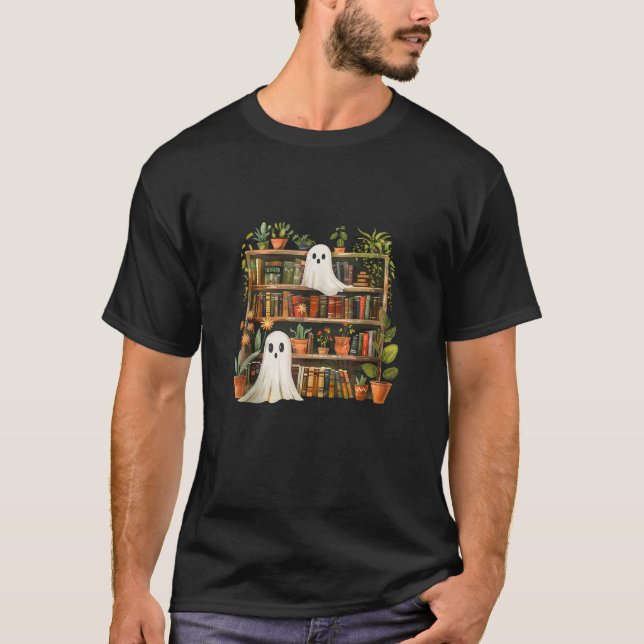 Niedlicher Librarian Spooky Ghost Bibliotheken Pfl T-Shirt (Vorderseite)