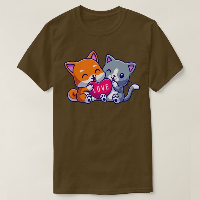 Niedlicher Liebe-Cartoon für Katzen und Niedliche  T-Shirt (Design vorne)